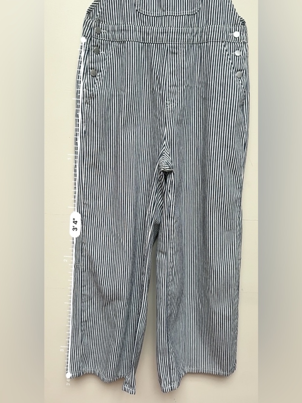 Cider Striped Wide Leg Overalls Blue White Size Large - Picture 13 of 15